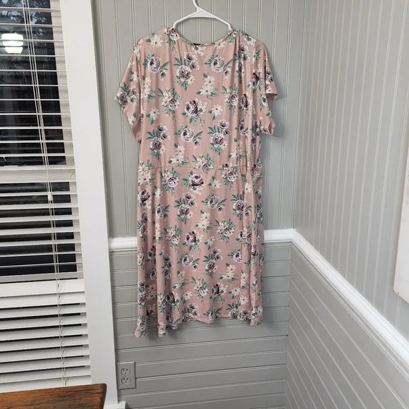 JUST BE 3X ROSE COLORED SOFT AND COMFORTABLE DRESSEIRH GRAPE AND WHITE ROSE PRIN - Picture 2 of 5